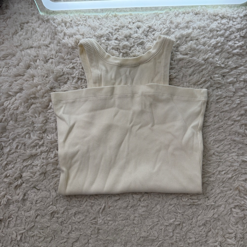 Agolde Ivory Ribbed Tank Top - Picture 3 of 6